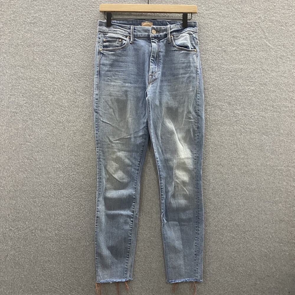 MOTHER High Waisted Looker Ankle Fray Jeans 27x27 Pretty Please Raw Hem Skinny